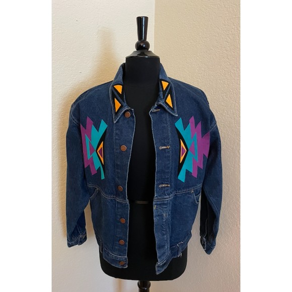 Denim and Suede Southwest Jacket - Sz S - Picture 3 of 13